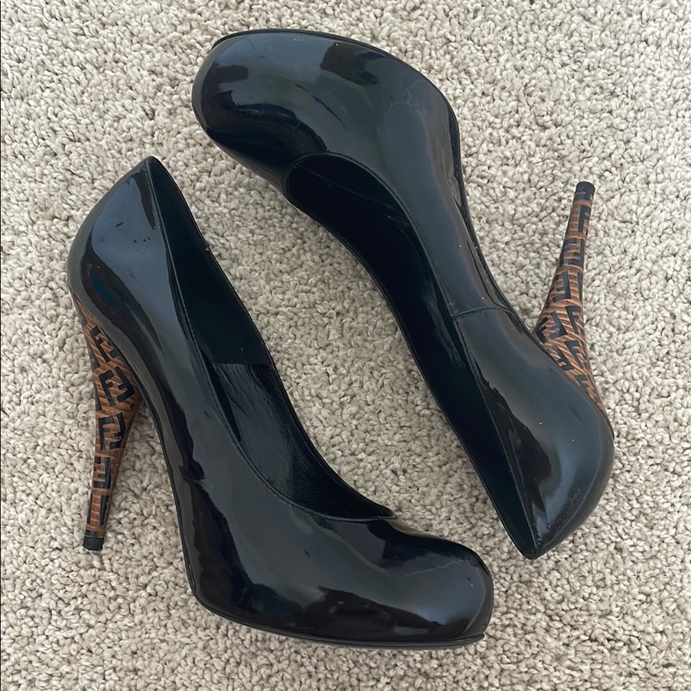 Fendi Black Patent Leather High Heel Pumps